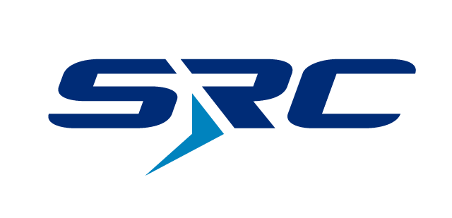 The letters SRC in dark blue with a light blue arrow