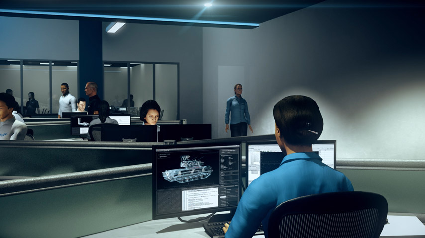 CGI image of SRC employees developing electronic warfare models